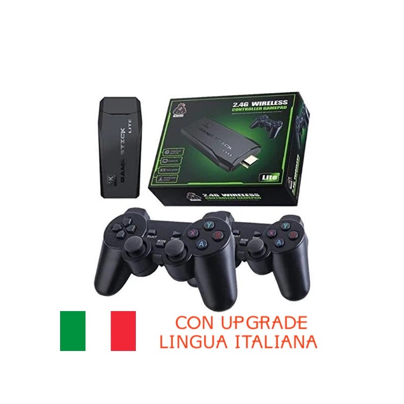 CONSOLE GAME STICK LITE RETROGAME CON 10000 GIOCHI + 2 CONTROLLER 2.4G MICRO SD DA 64 GB