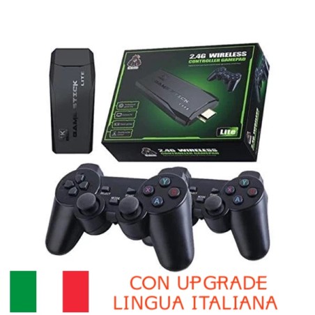 CONSOLE GAME STICK LITE RETROGAME CON 10000 GIOCHI + 2 CONTROLLER 2.4G MICRO SD DA 64 GB