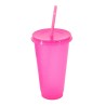 BICCHIERE CON CANNUCCIA DA 700 ML ROSA CON GLITTER