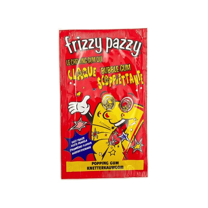 3PZ DI FRIZZY PAZZY BUBBLE GUM SCOPPIETTANTE GUSTO FRAGOLA DA 7 gr