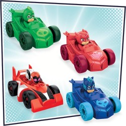 PISTA LANCIA AUTO DEI PJ MASKS + 4 VEICOLI CON PERSONAGGI INCLUSI