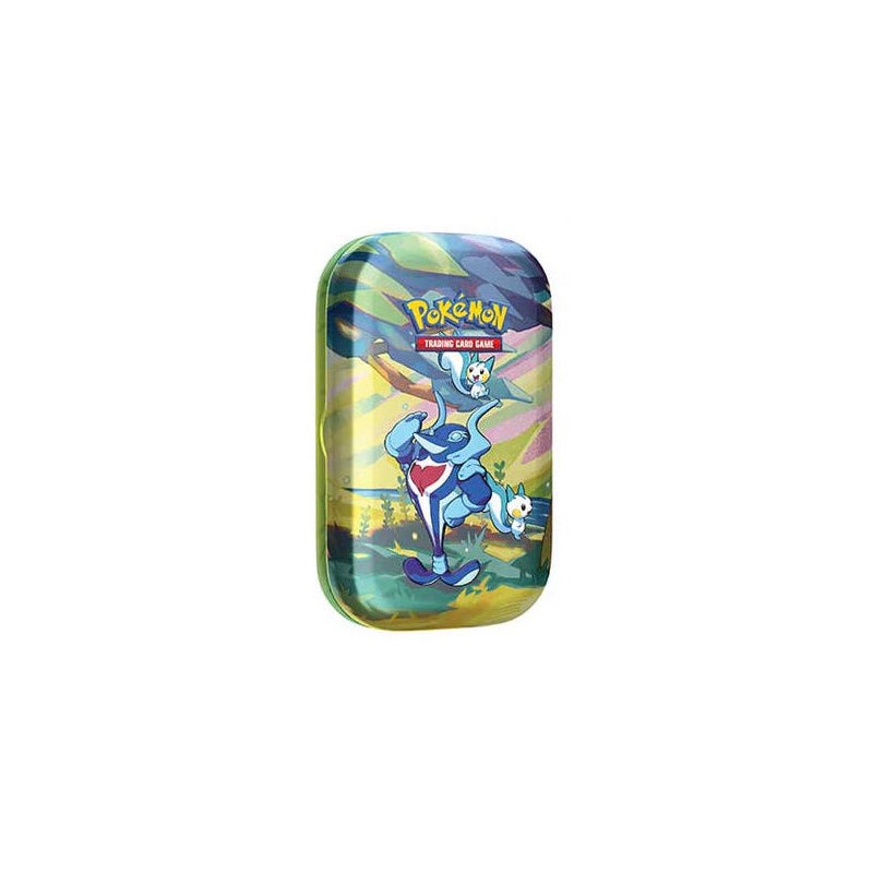 MINI TIN DA COLLEZIONE PALDEA SFAVILLANTE - CONTIENE n 2 BUSTINE DI CARTE POKEMON E ADESIVI