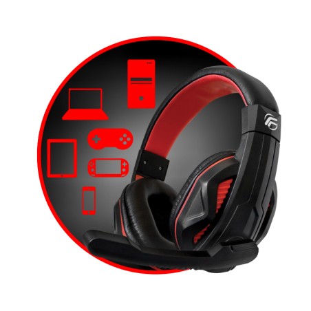 CUFFIE DA GAMING FENNER ROSSE PER PC E CONSOLE CON USCITA JACK 3.5MM