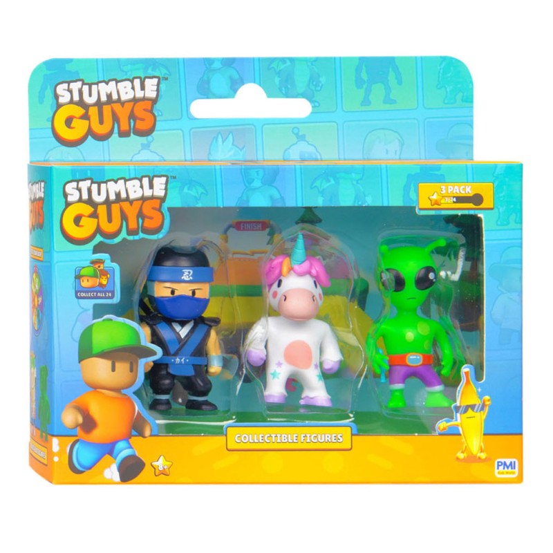 STUMBLE GUYS ACTION FIGURES - NINJA KAI, SPRINKLES, GREEN ALIEN DA 5 CM