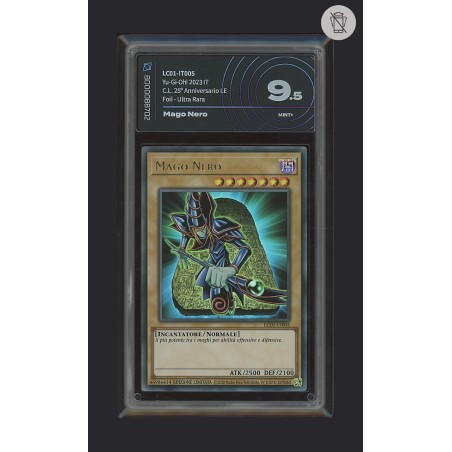 MAGO NERO DI YU-GI-OH CARTA GRADATA 9.5 IN CASE RIGIDO AI GRADING + CERTIFICATO DIGITALE