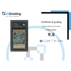 DRAGO BIANCO OCCHI BLU DI YU-GI-OH CARTA GRADATA 9.5 IN CASE RIGIDO AI GRADING + CERTIFICATO DIGITALE