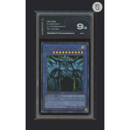 OBELISK IL TORMENTATORE DI YU-GI-OH CARTA GRADATA 9.5 IN CASE RIGIDO AI GRADING + CERTIFICATO DIGITALE