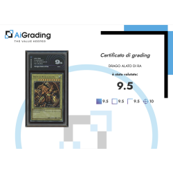 DRAGO ALATO DI RA DI YU-GI-OH CARTA GRADATA 9.5 IN CASE RIGIDO AI GRADING + CERTIFICATO DIGITALE