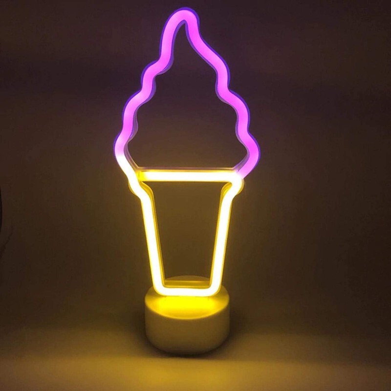 LAMPADA AL NEON CONO GELATO - ALIMENTAZIONE TRAMITE N. 3 BATTERIE AA STILO NON INCLUSE