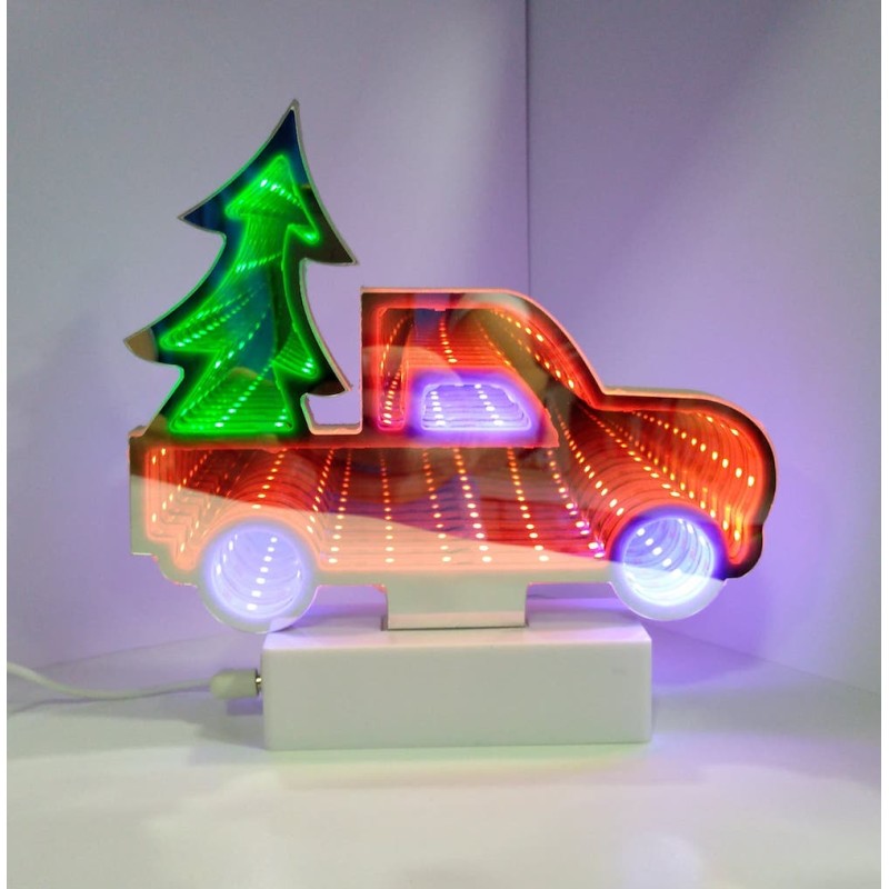 LAMPADA A LED AUTO DI NATALE TUNNEL 3D - ALIMENTAZIONE TRAMITE CAVO INCLUSO O N. 3 BATTERIE AAA NON INCLUSE