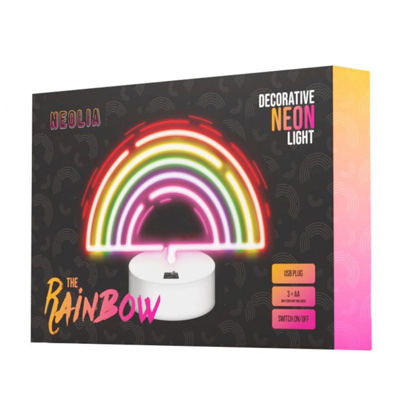 LAMPADA NEON A LED ARCOBALENO - ALIMENTAZIONE TRAMITE CAVO INCLUSO O N. 3 BATTERIE AA NON INCLUSE