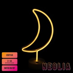 LAMPADA NEON A LED LUNA - ALIMENTAZIONE TRAMITE CAVO INCLUSO O N. 3 BATTERIE AA NON INCLUSE