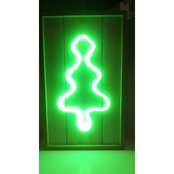 LAMPADA A LED ALBERO DI NATALE IN FRAME DI LEGNO - ALIMENTAZIONE TRAMITE CAVO INCLUSO O N. 3 BATTERIE AA