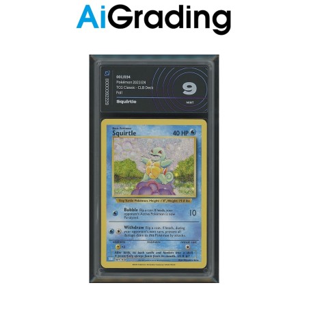 SQUIRTLE DI POKEMON CARTA GRADATA 9 ENG IN CASE RIGIDO AI GRADING + CERTIFICATO DIGITALE