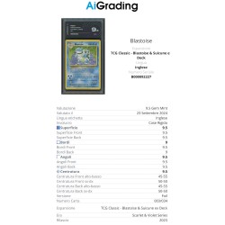 BLASTOISE DI POKEMON CARTA GRADATA 9.5 ENG IN CASE RIGIDO AI GRADING + CERTIFICATO DIGITALE