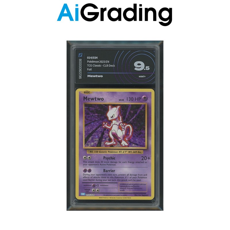 MEWTWO DI POKEMON CARTA GRADATA 9.5 ENG IN CASE RIGIDO AI GRADING + CERTIFICATO DIGITALE