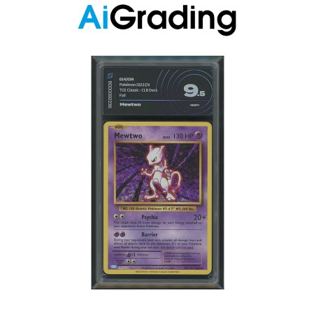 MEWTWO DI POKEMON CARTA GRADATA 9.5 ENG IN CASE RIGIDO AI GRADING + CERTIFICATO DIGITALE