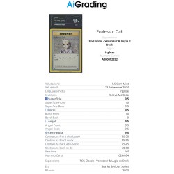 TRAINER PROFESSOR OAK DI POKEMON CARTA GRADATA 9.5 ENG IN SLEEVE MORBIDA AI GRADING + CERTIFICATO DIGITALE