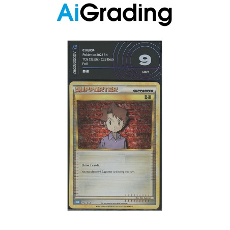 SUPPORTER BILL DI POKEMON CARTA GRADATA 9 ENG IN SLEEVE MORBIDA AI GRADING + CERTIFICATO DIGITALE