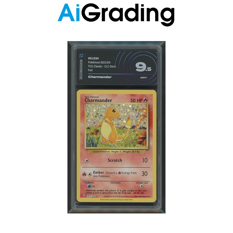 CHARMANDER DI POKEMON CARTA GRADATA 9.5 ENG IN CASE RIGIDO AI GRADING + CERTIFICATO DIGITALE