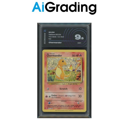 CHARMANDER DI POKEMON CARTA GRADATA 9.5 ENG IN CASE RIGIDO AI GRADING + CERTIFICATO DIGITALE