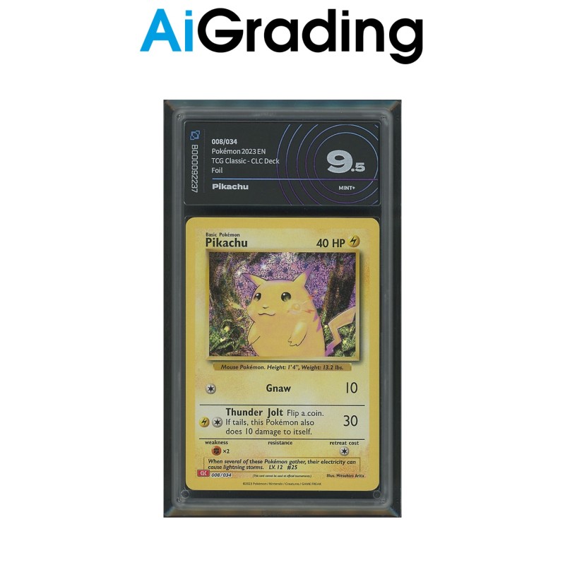 PIKACHU DI POKEMON CARTA GRADATA 9.5 ENG IN CASE RIGIDO AI GRADING + CERTIFICATO DIGITALE