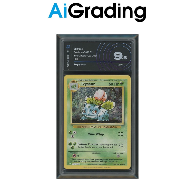 IVYSAUR DI POKEMON CARTA GRADATA 9.5 ENG IN CASE RIGIDO AI GRADING + CERTIFICATO DIGITALE