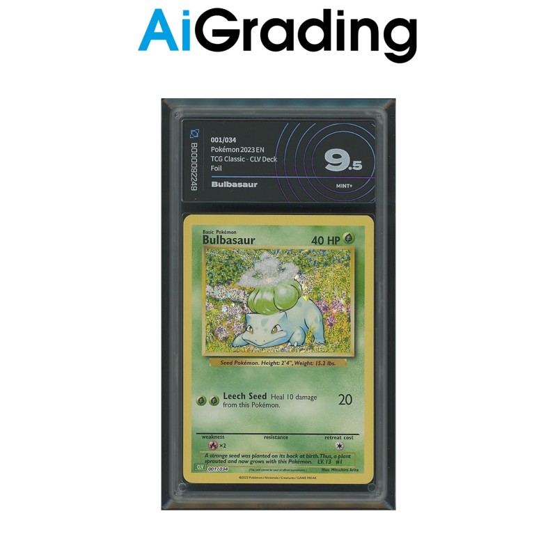 BULBASAUR DI POKEMON CARTA GRADATA 9.5 ENG IN CASE RIGIDO AI GRADING + CERTIFICATO DIGITALE