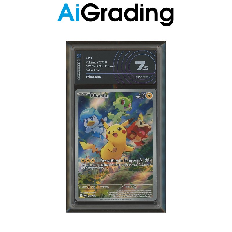 PIKACHU SVP 027 DI POKEMON CARTA GRADATA 7.5 ITA IN CASE RIGIDO AI GRADING + CERTIFICATO DIGITALE