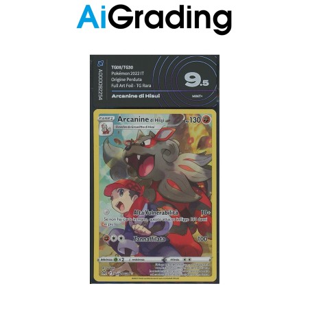 ARCANINE DI HISUI TG08 DI POKEMON CARTA GRADATA 9.5 ITA IN SLEEVE MORBIDA AI GRADING + CERTIFICATO DIGITALE