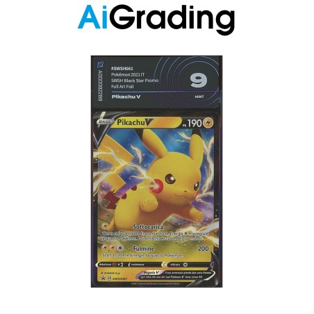 PIKACHU V SWSH061 DI POKEMON CARTA GRADATA 9 ITA IN SLEEVE MORBIDA AI GRADING + CERTIFICATO DIGITALE