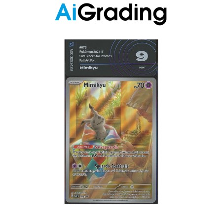 MIMIKYU SVP 075 DI POKEMON CARTA GRADATA 9 ITA IN SLEEVE MORBIDA AI GRADING + CERTIFICATO DIGITALE