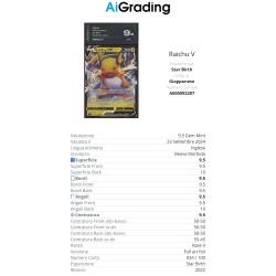 RAICHU V S9 034 DI POKEMON CARTA GRADATA 9.5 JAP IN SLEEVE MORBIDA AI GRADING + CERTIFICATO DIGITALE