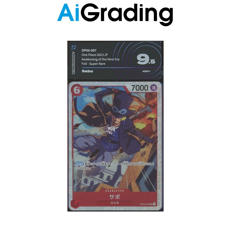 SABO OP05-007 DI ONE PIECE CARTA JAP GRADATA 9.5 IN SLEEVE MORBIDA AI GRADING + CERTIFICATO DIGITALE