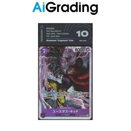 EUSTASS CAPTAIN KID ST10-013 DI ONE PIECE CARTA JAP GRADATA 10 IN SLEEVE MORBIDA AI GRADING + CERTIFICATO DIGITALE