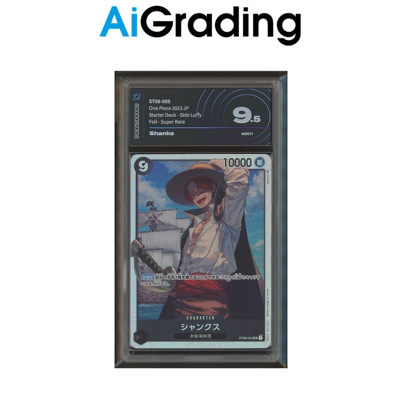 SHANKS ST08-005 DI ONE PIECE CARTA JAP GRADATA 9.5 IN CASE RIGIDO AI GRADING + CERTIFICATO DIGITALE