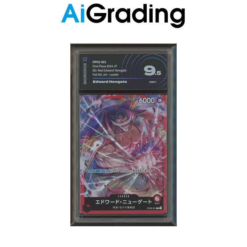 EDWARD NEWGATE OP02-001 DI ONE PIECE CARTA JAP GRADATA 9.5 IN CASE RIGIDO AI GRADING + CERTIFICATO DIGITALE