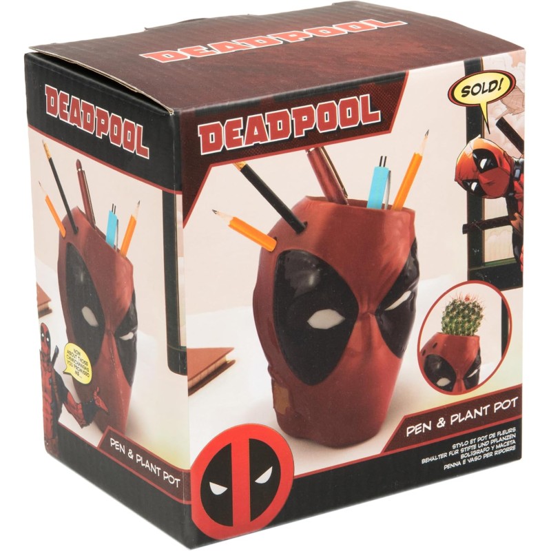 PORTA PENNE MASCHERA DEADPOOL PORTA PIANTA UFFICIALE MARVEL ACCESSORIO DA SCRIVANIA