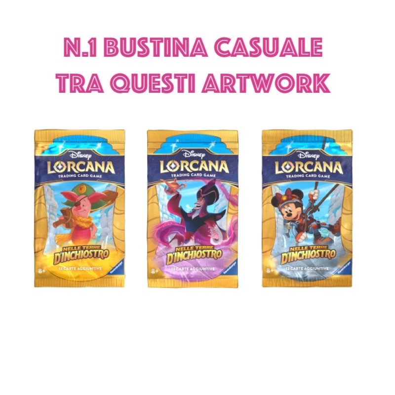 DISNEY LORCANA TCG N.1 BUSTINA NELLE TERRE D'INCHIOSTRO DA 12 CARTE