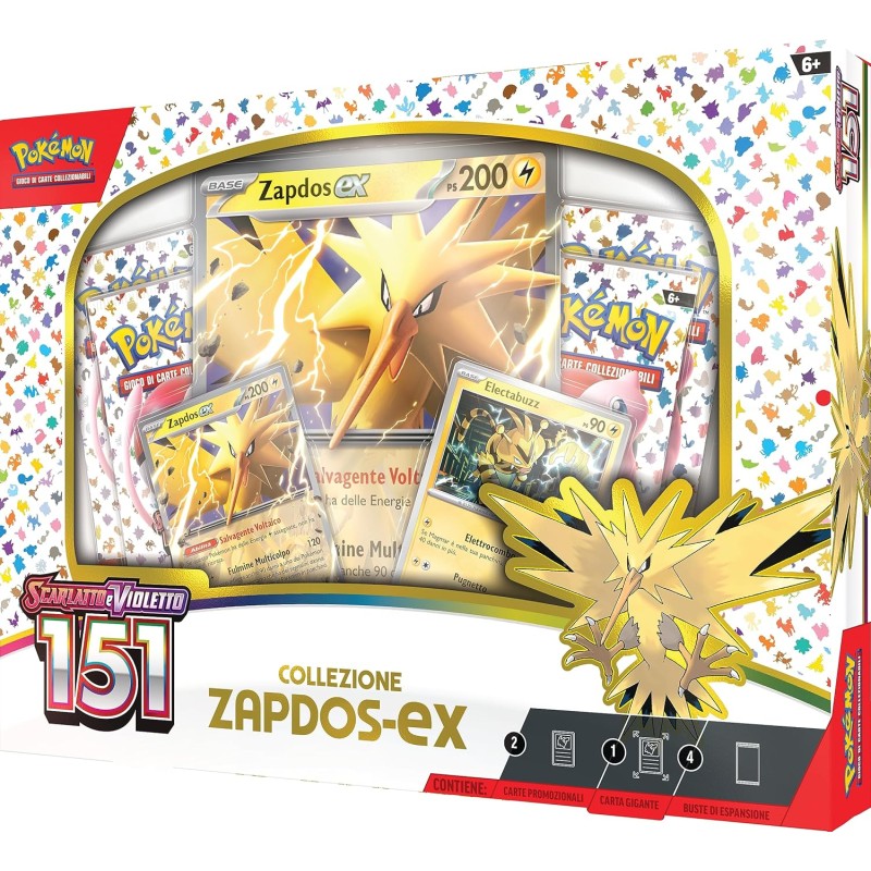 COLLEZIONE ZAPDOS-EX DELL’ESPANSIONE SCARLATTO E VIOLETTO DI POKEMON 151 IN ITALIANO