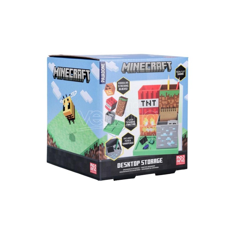 ORGANIZER DESKTOP MINECRAFT DA 4 BLOCCHI MODULARI CON SUPPORTO PERSONALIZZABILE PER MATITE