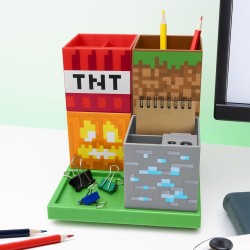 ORGANIZER DESKTOP MINECRAFT DA 4 BLOCCHI MODULARI CON SUPPORTO PERSONALIZZABILE PER MATITE