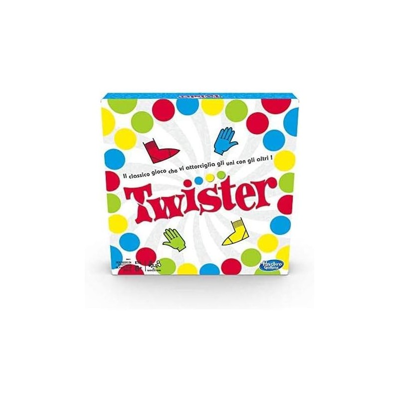 HASBRO GAMING TWISTER GIOCO IN SCATOLA, INCLUDE 1 TAPPETO TWISTER, 1 RUOTA E LE ISTRUZIONI