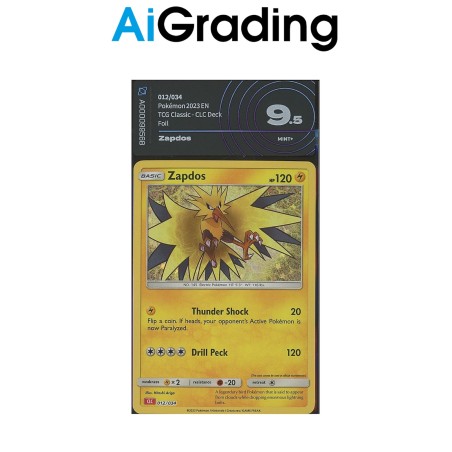 ZAPDOS CLC 012 DI POKEMON CARTA GRADATA 9.5 ITA IN SLEEVE MORBIDA AI GRADING + CERTIFICATO DIGITALE