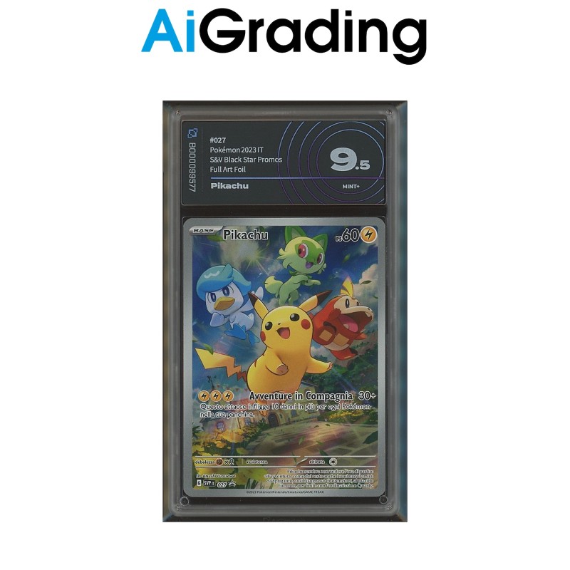 PIKACHU SVP 027 DI POKEMON CARTA GRADATA 9.5 ITA IN CUSTODIA RIGIDA AI GRADING + CERTIFICATO DIGITALE