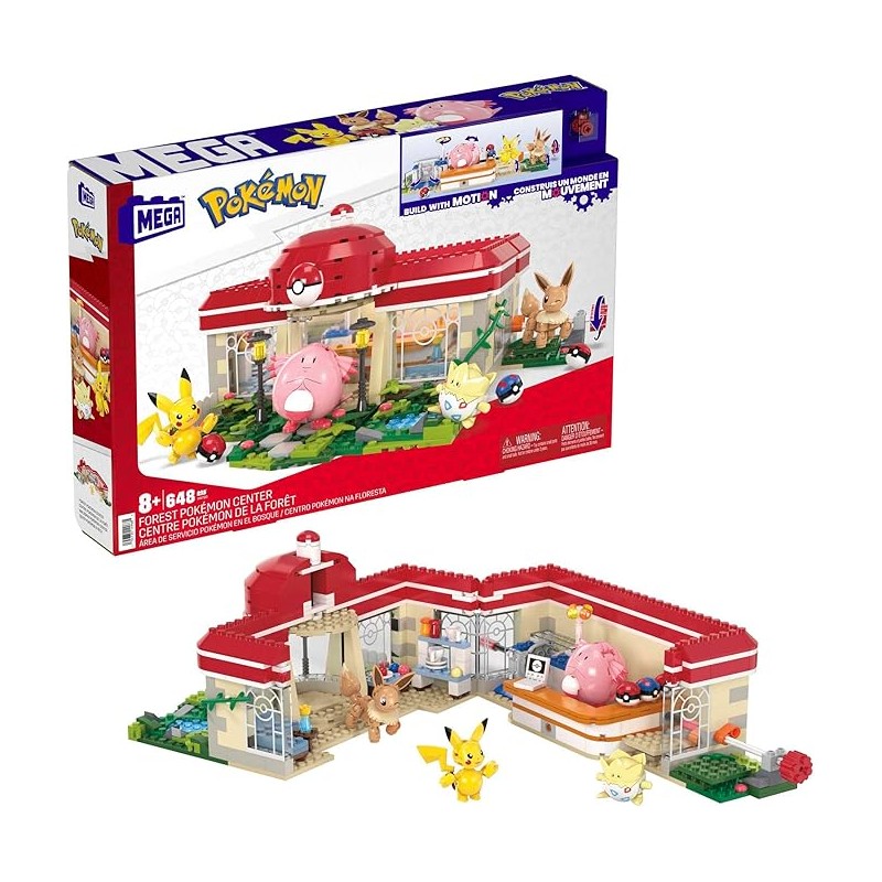 MEGA CENTRO POKEMON - SET DA COSTRUIRE CON 648 PEZZI E INCLUDE N.4 POKEMON