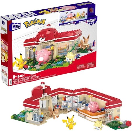 MEGA CENTRO POKEMON - SET DA COSTRUIRE CON 648 PEZZI E INCLUDE N.4 POKEMON