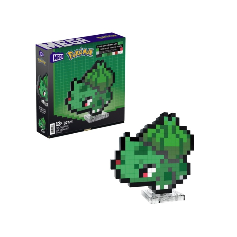 MEGA POKEMON SHOWCASE - BULBASAUR SET IN STILE RETRO PIXELATO DA COSTRUIRE CON 374 PEZZI