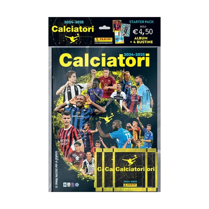 CALCIATORI 2024-2025 STARTER PACK PANINI COMPRENDE ALBUM + N.4 BUSTINE