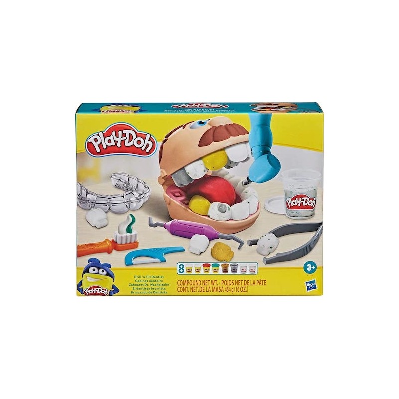 HASBRO PLAY-DOH DOTTOR TRAPANINO CON 8 BARATTOLI DI COMPOSTO MODELLABILE, COLORI ASSORTITI